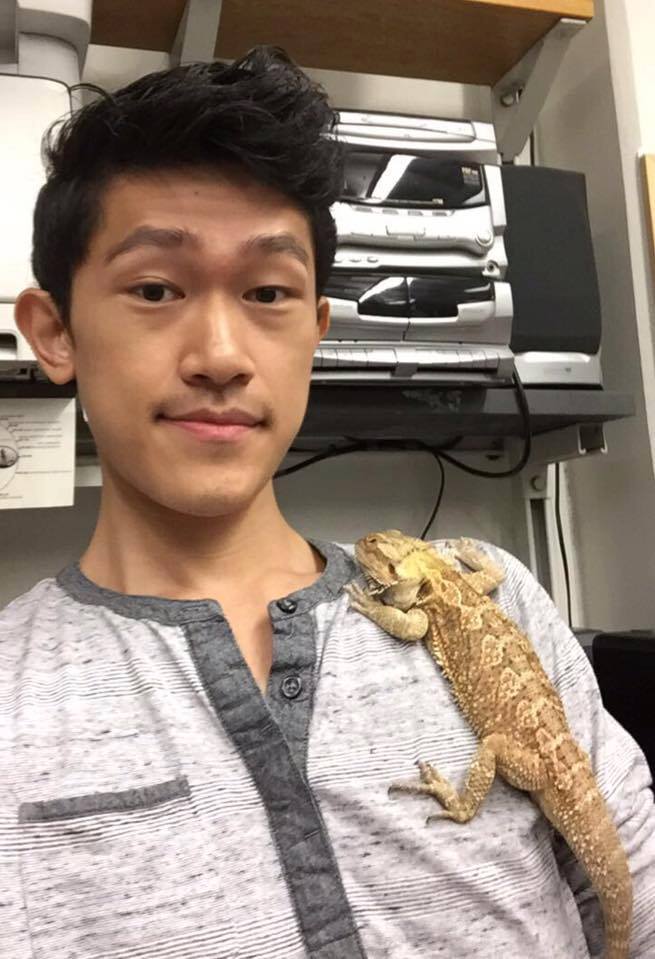 lab assistant with lab pet